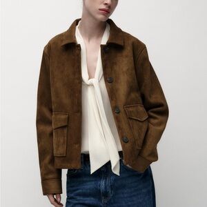 Zara Brown Faux Suede Jacket NWOT